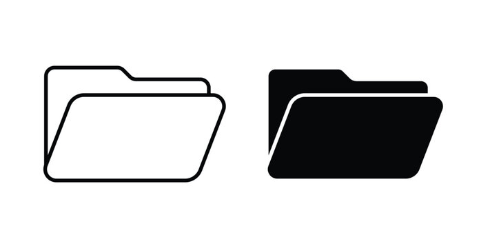 File Folder icon simple illustration set. Black and white icons