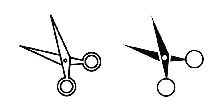 Hairdresser scissors icon simple illustration set. Black and white icons