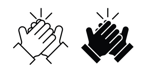 Fototapeta premium High Five icon simple illustration set. Black and white icons