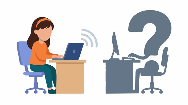 Person communicating with unknown online user, digital interaction concept