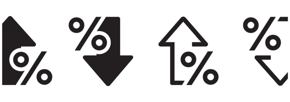 Professional collection of percentage change icons for financial reporting and analysis