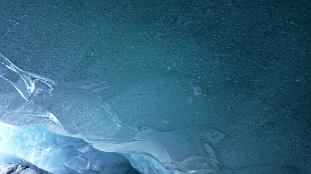 Close-up of Morteratsch Glacier's icy interior, Switzerland, serene mood