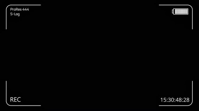 Modern Camera Recording Overlay Interface with REC Indicator, Battery Level, and S-Log Settings on Transparent Background