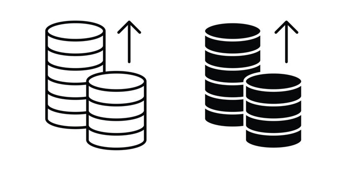 Money increase Icon simple illustration set. Black and white icons