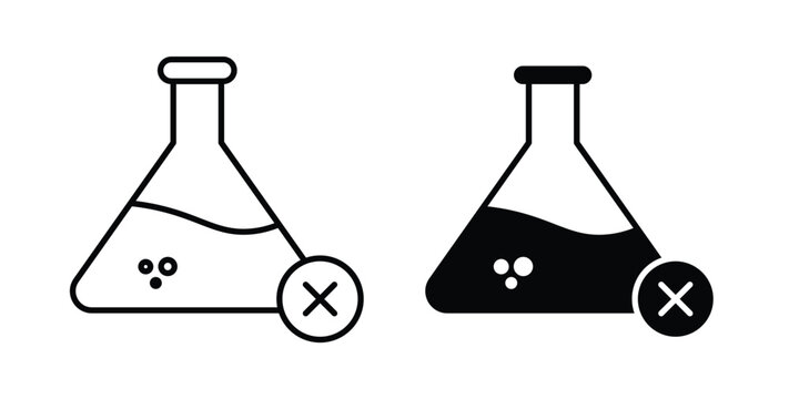 No chemical icon simple illustration set. Black and white icons