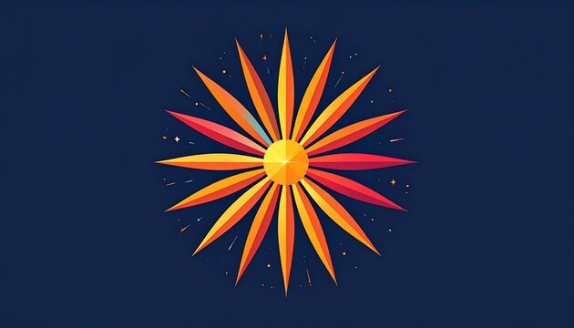 vibrant firework sunburst explosion on deep blue night sky background