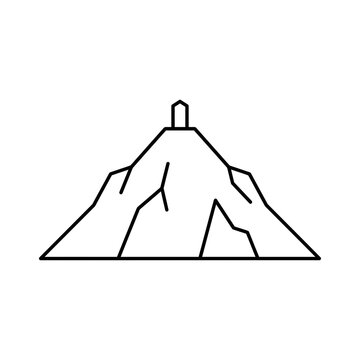 Mount Arafat Line Icon &ndash; Jabal al-Rahmah Hajj Pilgrimage Landmark Illustration