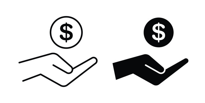 Pay icon simple illustration set. Black and white icons