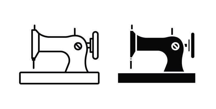 sewing machine icon simple illustration set. Black and white icons
