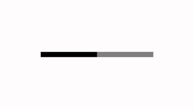 Loading progress bar interface complete on a white background. A minimalist digital loading icon showing the status of a software installation. Computer technology-related concept