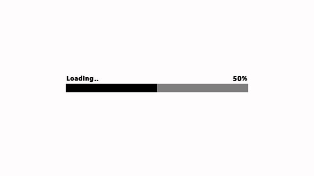 Loading progress bar interface with 0 to 94 percent complete on a white background. A minimalist digital loading icon showing the status of a software installation. Computer technology-related concept