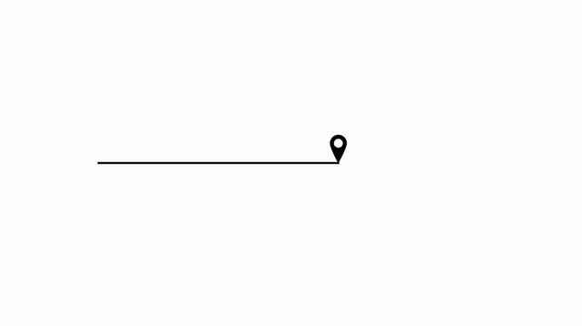 Minimalist Map Pin Icon with Horizontal Line Tracking Route Path, Destination Marker Concept Vector Illustration on White Background.