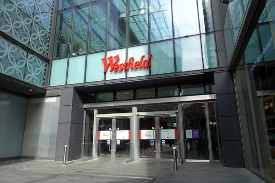 An entranceway to the Westfield shopping centre located within Westfield Stratford City, East London