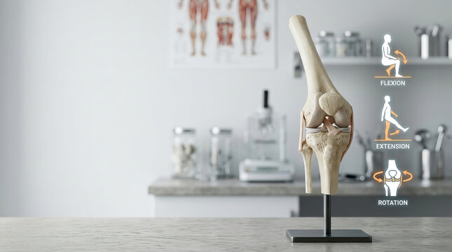 Knee joint model anatomical model bone structure medical education flexion extension rotation human anatomy healthcare orthopedic skeleton ligament joint movement medical training anatomy study