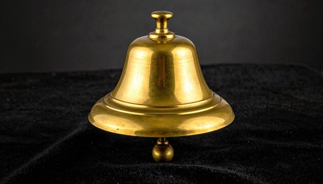 Golden bell object isolated on black background studio shot for various uses