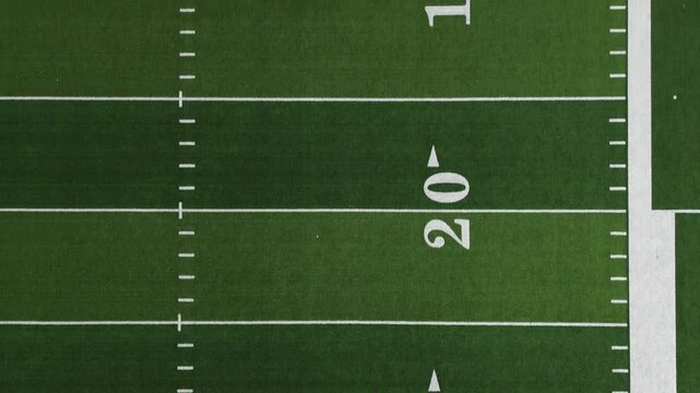 Bird's eye overhead view of an American football field