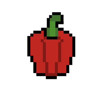 pixel art vegetables Red pepper vector graphoc 8-bit retro design