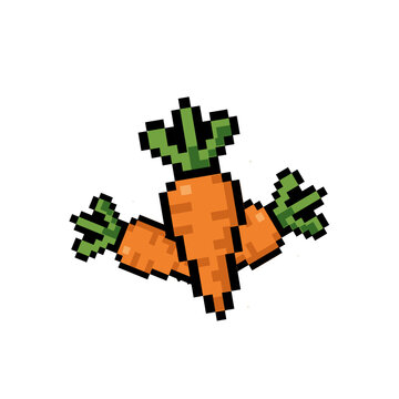 pixel art set  vegetables carrot vector graphoc 8-bit retro design