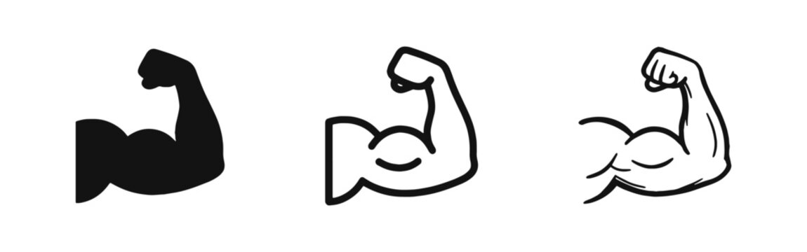 Strong Muscle Bicep Icon Representing Power, Strength, and Fitness