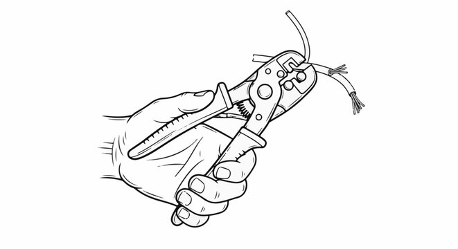 Hand holding wire stripping tool to expose multiple strands of wire