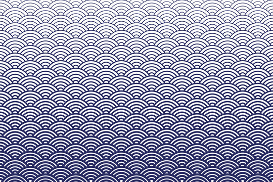 Japanese wave pattern seamless blue seigaiha style background
