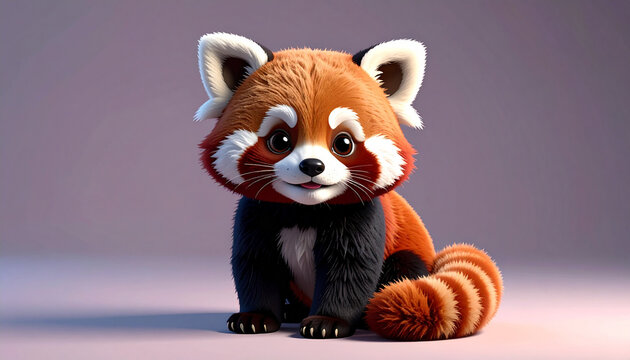 Cute red panda portrait on neutral background