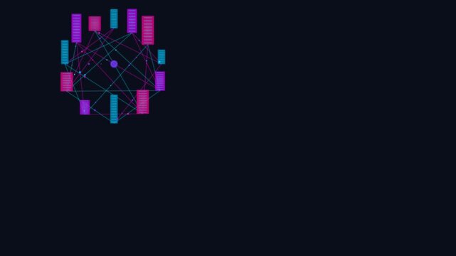 Neon Pink Blue Dark Navy Data Network Visualization Graphic