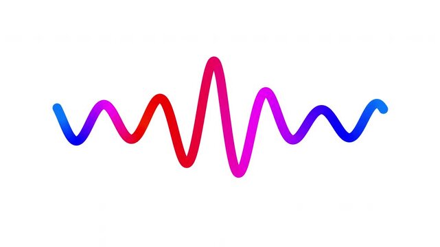 Animated multicolored gradient sine wave oscillating smoothly on white background. A seamless looping decorative waveform element with blue pink red purple colors for motion design and video projects