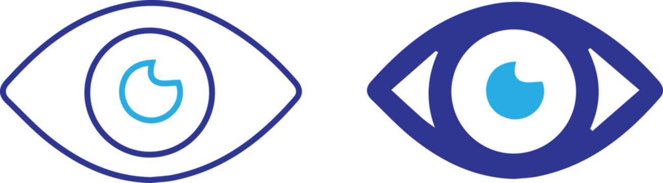 Two stylized blue evil eye talismans with concentric circles representing protection and good fortune
