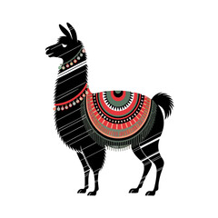 Obraz premium Llama with Traditional Patterns Symbolizing Andean Culture for Decorative Arts, Crafts, Textiles, and Ethnic Design Inspiration