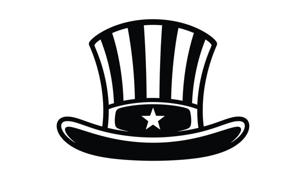Black and white illustration of an uncle sam hat