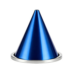 Fototapeta premium Geometric Precision: A sleek, metallic blue cone sits centered, its form a testament to modern design and simplicity.