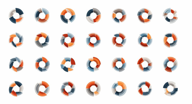 Multicolored circular shapes in rows.