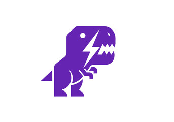 Minimalist purple tyrannosaurus rex with energy lightning bolt symbol © tenor