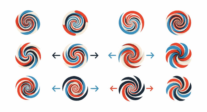 Colorful swirling spiral shapes transform.