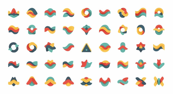 Colorful geometric shapes icons set.