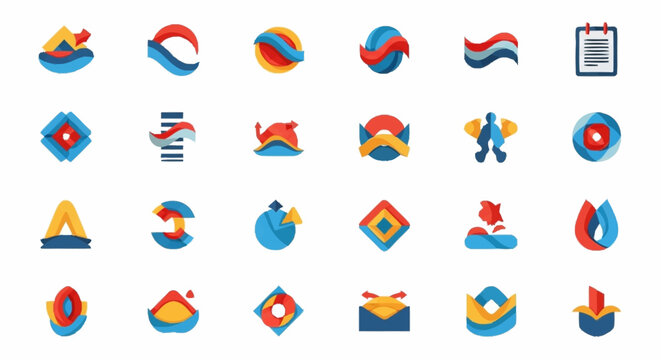Collection of various colorful geometric shapes.