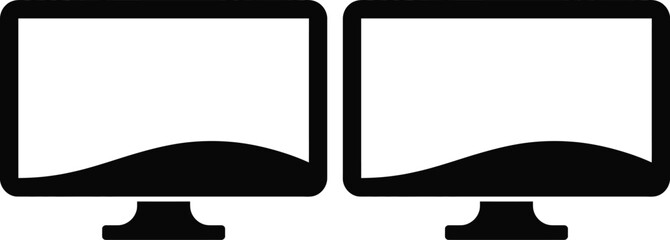 Two computer monitors displaying curved lower edges with stands underneath. © Sathi