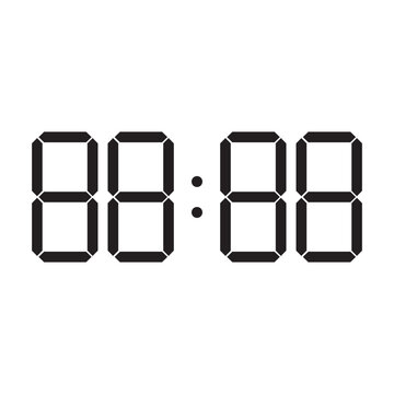 Digital clock numbers template showing 88 88 display vector. Perfect for timer UIs alarm clock apps and scoreboard graphics.