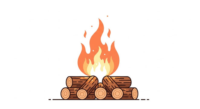 Campfire Burning Brightly with Stacked Logs 3.