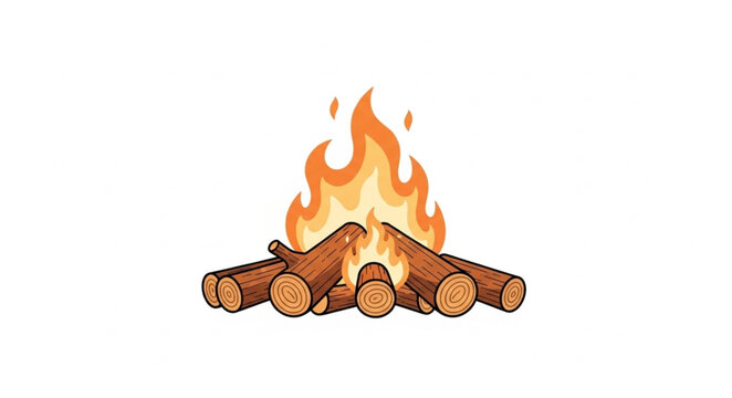 Campfire with burning logs and bright orange flames 4.