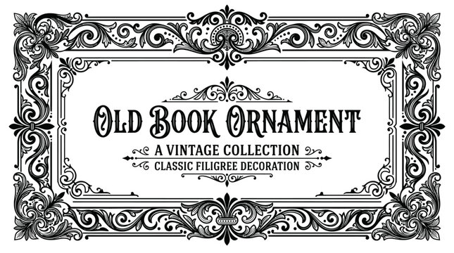 vintage book ornament, classic filigree decoration
