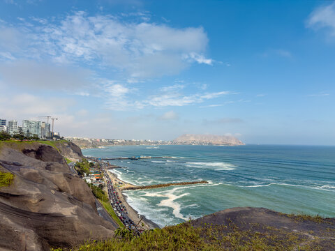 Coastline at Pacific Ocean, Miraflores - Lima, Peru
