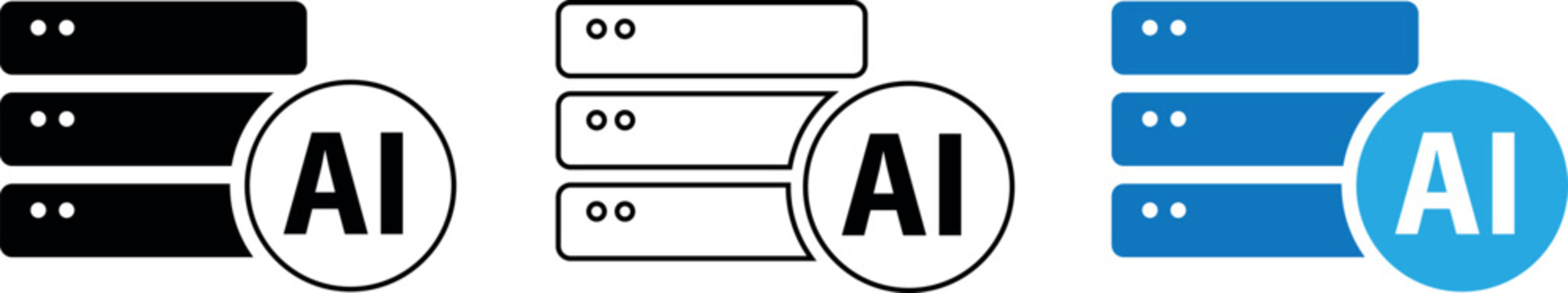 Artificial Intelligence Server Database Icons AI Technology Flat Vector