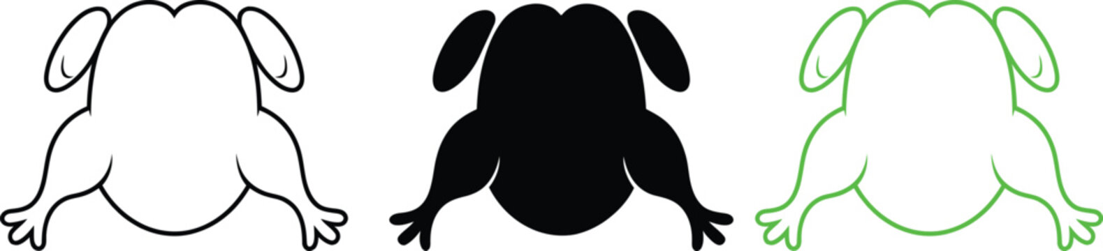 Cartoon dog illustration showing different line and fill styles in three variations