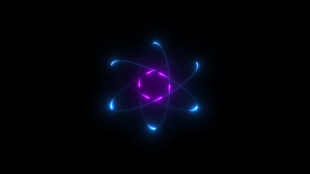 atom on black, White Highlight Elements. Doodle loop animation. doodle style on black background. Jittery Artistic Motion 4k video...