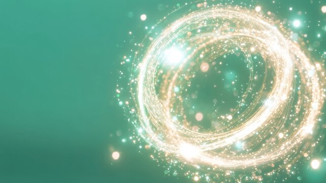Enchanting glowing orb with intricate magical circles on teal background