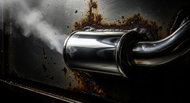 Polished Chrome 356 Exhaust Pipe Emitting Steam