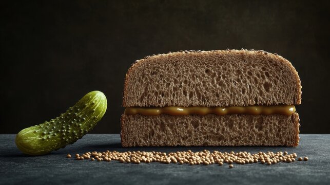 Mustard Sandwich with Pickle Spear and Seeds (fadzm2_gigapixel)