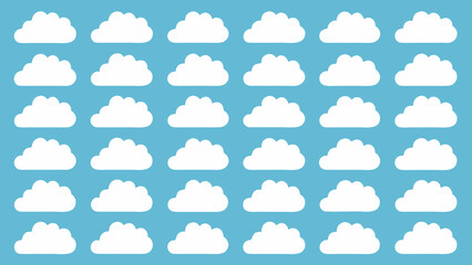 Obraz premium white cloud icons arranged in a grid on a blue background